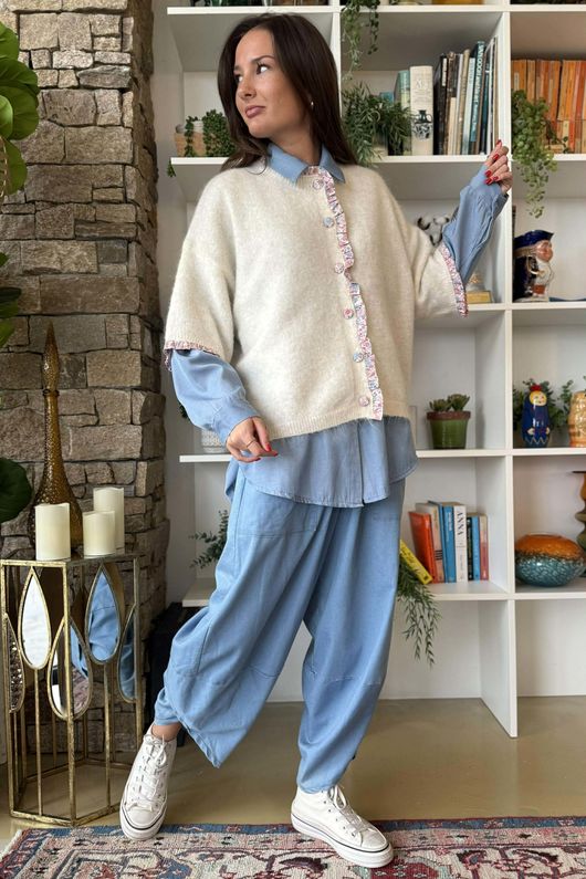 Agatha Libertine Cardigan Ecru Pink